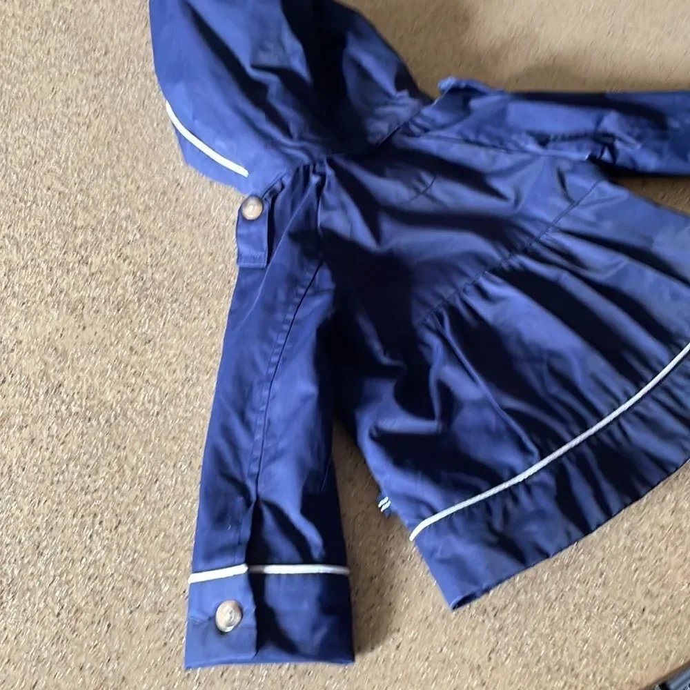 Adorable Nautica navy blue infant sailor jacket/pea coat with removable hood